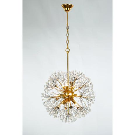 Pendente Redondo em Aço e Cristal Fibbra PE-088 Mais Luz Dourado Menor preço em Pendente Redondo em Aço e Cristal Fibbra PE-088 Mais Luz Dourado