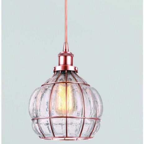 Pendente Redondo em Aço e Vidro 1 Lâmpada PE-069 Mais Luz Ouro Rose Menor preço em Pendente Redondo em Aço e Vidro 1 Lâmpada PE-069 Mais Luz Ouro Rose