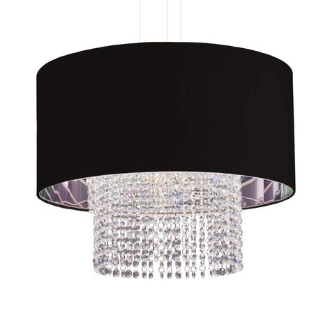 Pendente Redondo em Alumínio e Duo Cristal para 4 Lâmpadas Tom Luz Iluminação Algodão Preto Menor preço em Pendente Redondo em Alumínio e Duo Cristal para 4 Lâmpadas Tom Luz Iluminação Algodão Preto