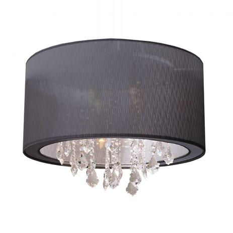 Pendente Redondo em Cristal e PVC para 4 Lâmpadas Gabriela Tom Luz Iluminação Voil Preto Plissado Menor preço em Pendente Redondo em Cristal e PVC para 4 Lâmpadas Gabriela Tom Luz Iluminação Voil Preto Plissado