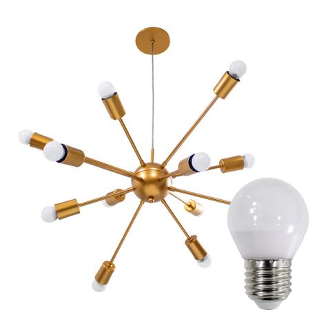 Pendente Sputnik Atom 70cm cobre fosco + 12 Lampada Led Bolinha G45 2700K St598 - Starlumen Menor preço em Pendente Sputnik Atom 70cm cobre fosco + 12 Lampada Led Bolinha G45 2700K St598 - Starlumen