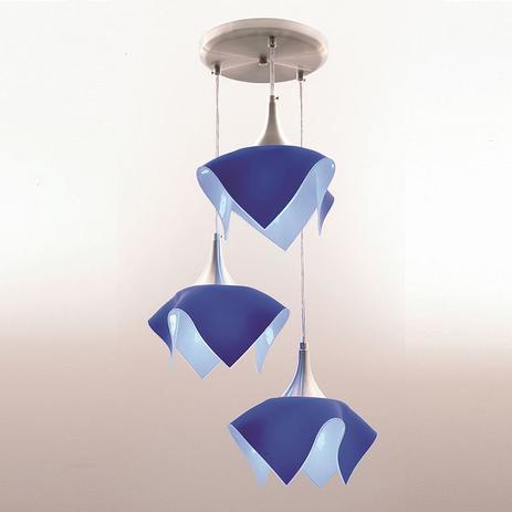 Pendente Triplo Color Azul para 3 Lâmpadas - Auremar Menor preço em Pendente Triplo Color Azul para 3 Lâmpadas - Auremar