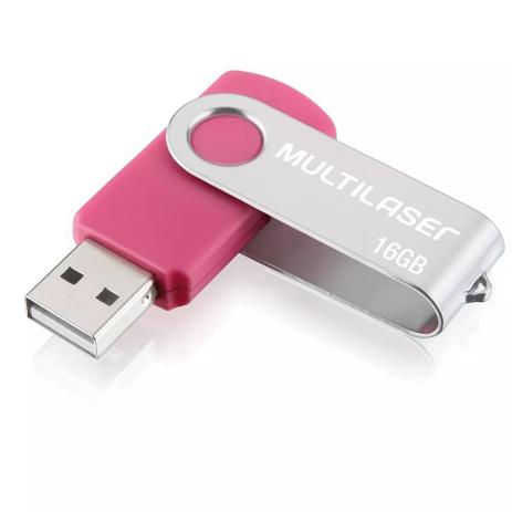 Pendrive 16gb USB 2.0 Twist rosa PD688 Multilaser Menor preço em Pendrive 16gb USB 2.0 Twist rosa PD688 Multilaser