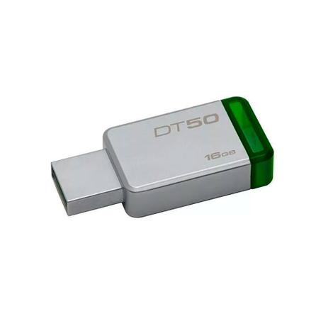 Pendrive Kingston Datatraveler 50 16 Gb - Prata/verde Menor preço em Pendrive Kingston Datatraveler 50 16 Gb - Prata/verde