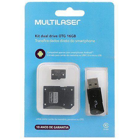 Pendrive Kit Dual Drive OTG 16 GB Multilaser - MC131 - 135 - multilaser Menor preço em Pendrive Kit Dual Drive OTG 16 GB Multilaser - MC131 - 135 - multilaser