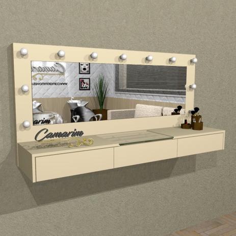 Penteadeira Camarim 1,50 m Profissional Para Salão e MakeUp Suspensa com 3 Gaveta - PE11 BEGE - Camarim móveis Menor preço em Penteadeira Camarim 1,50 m Profissional Para Salão e MakeUp Suspensa com 3 Gaveta - PE11 BEGE - Camarim móveis