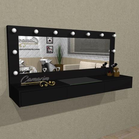 Penteadeira Camarim 1,50 m Profissional Para Salão e MakeUp Suspensa com 3 Gaveta - PE11 PRETO - Camarim móveis Menor preço em Penteadeira Camarim 1,50 m Profissional Para Salão e MakeUp Suspensa com 3 Gaveta - PE11 PRETO - Camarim móveis