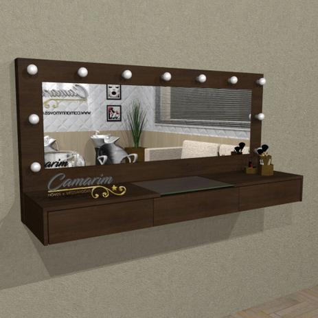 Penteadeira Camarim 1,50 m Profissional Para Salão e MakeUp Suspensa com 3 Gaveta - PE11TABACO - Camarim móveis Menor preço em Penteadeira Camarim 1,50 m Profissional Para Salão e MakeUp Suspensa com 3 Gaveta - PE11TABACO - Camarim móveis