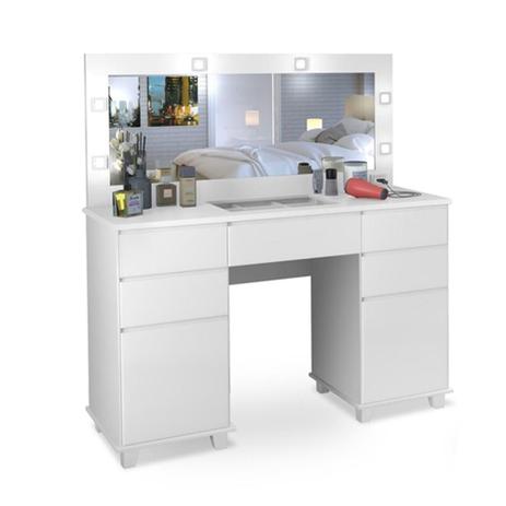 Penteadeira Camarim Clean 100% MDF Branco Acetinado Com Led Espelho Pés Madeira Ofertamo Menor preço em Penteadeira Camarim Clean 100% MDF Branco Acetinado Com Led Espelho Pés Madeira Ofertamo