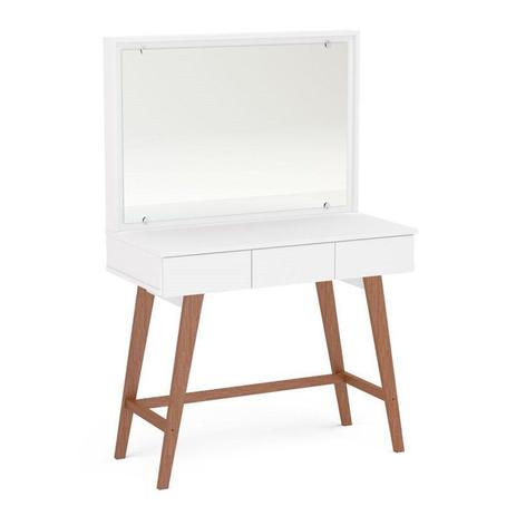 Penteadeira Camarim com Espelho 3 Gavetas Ipanema Branco - Politorno Menor preço em Penteadeira Camarim com Espelho 3 Gavetas Ipanema Branco - Politorno