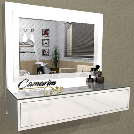 Penteadeira Camarim LUZ INDIRETA Para Salão e MakeUp Suspensa com 1 Gaveta - PE08 BRANCO BRILHANTE - Camarim móveis Menor preço em Penteadeira Camarim LUZ INDIRETA Para Salão e MakeUp Suspensa com 1 Gaveta - PE08 BRANCO BRILHANTE - Camarim móveis