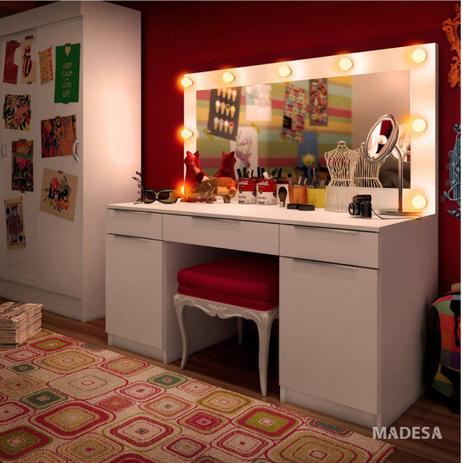 Penteadeira Camarim (Não acompanha Painel e Espelho) Madesa Branco Menor preço em Penteadeira Camarim (Não acompanha Painel e Espelho) Madesa Branco