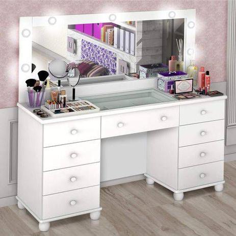 Penteadeira Camarim New 9 Gvtas Com Espelho e Led - Branco - Planet Baby Menor preço em Penteadeira Camarim New 9 Gvtas Com Espelho e Led - Branco - Planet Baby