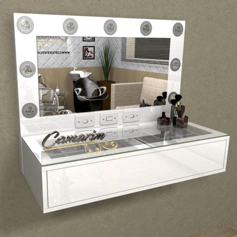 Penteadeira Camarim Profissional Para Salão e MakeUp Suspensa com 1 Gaveta - PE03 BRANCO BRILHANTE - Camarim móveis Menor preço em Penteadeira Camarim Profissional Para Salão e MakeUp Suspensa com 1 Gaveta - PE03 BRANCO BRILHANTE - Camarim móveis
