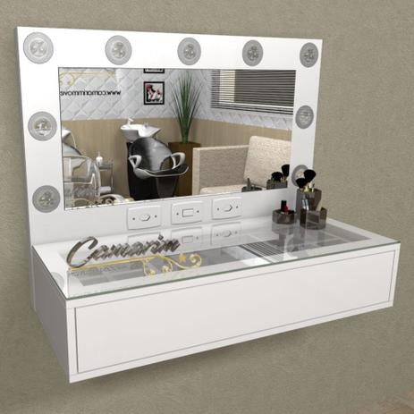 Penteadeira Camarim Profissional Para Salão e MakeUp Suspensa com 1 Gaveta - PE03 BRANCO - Camarim móveis Menor preço em Penteadeira Camarim Profissional Para Salão e MakeUp Suspensa com 1 Gaveta - PE03 BRANCO - Camarim móveis