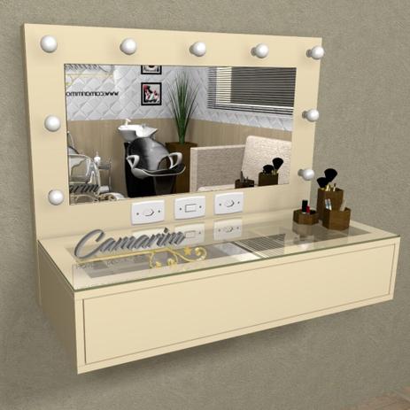 Penteadeira Camarim Profissional Para Salão e MakeUp Suspensa com 1 Gaveta - PE04 BEGE - Camarim móveis Menor preço em Penteadeira Camarim Profissional Para Salão e MakeUp Suspensa com 1 Gaveta - PE04 BEGE - Camarim móveis