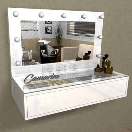 Penteadeira Camarim Profissional Para Salão e MakeUp Suspensa com 1 Gaveta - PE04 BRANCO BRILHANTE - Camarim móveis Menor preço em Penteadeira Camarim Profissional Para Salão e MakeUp Suspensa com 1 Gaveta - PE04 BRANCO BRILHANTE - Camarim móveis