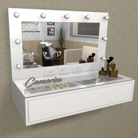 Penteadeira Camarim Profissional Para Salão e MakeUp Suspensa com 1 Gaveta - PE04 BRANCO - Camarim Móveis Menor preço em Penteadeira Camarim Profissional Para Salão e MakeUp Suspensa com 1 Gaveta - PE04 BRANCO - Camarim Móveis