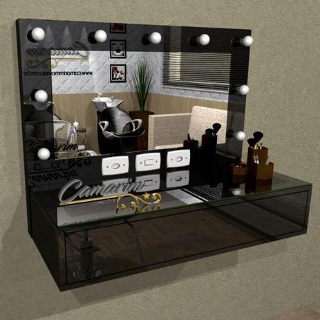 Penteadeira Camarim Profissional Para Salão e MakeUp Suspensa com 1 Gaveta - PE04 PRETO BRILHANTE - Camarim móveis Menor preço em Penteadeira Camarim Profissional Para Salão e MakeUp Suspensa com 1 Gaveta - PE04 PRETO BRILHANTE - Camarim móveis