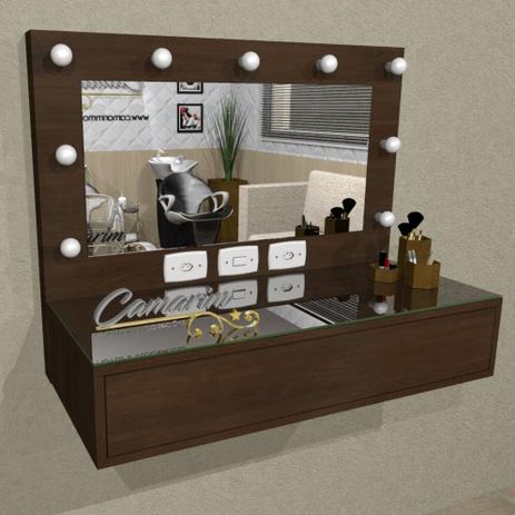 Penteadeira Camarim Profissional Para Salão e MakeUp Suspensa com 1 Gaveta - PE04 TABACO - Camarim móveis Menor preço em Penteadeira Camarim Profissional Para Salão e MakeUp Suspensa com 1 Gaveta - PE04 TABACO - Camarim móveis
