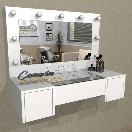 Penteadeira Camarim Profissional Para Salão e MakeUp Suspensa com 3 Gaveta - PE06 BRANCO - Camarim Móveis Menor preço em Penteadeira Camarim Profissional Para Salão e MakeUp Suspensa com 3 Gaveta - PE06 BRANCO - Camarim Móveis