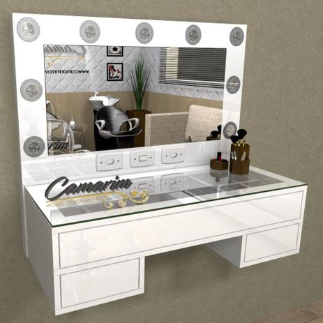 Penteadeira Camarim Profissional Para Salão e MakeUp Suspensa com 3 GavetaS - PE13 BRANCO BRILHANTE - Camarim móveis Menor preço em Penteadeira Camarim Profissional Para Salão e MakeUp Suspensa com 3 GavetaS - PE13 BRANCO BRILHANTE - Camarim móveis