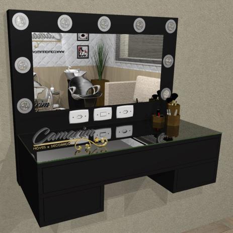 Penteadeira Camarim Profissional Para Salão e MakeUp Suspensa com 3 GavetaS - PE13 PRETO - Camarim Móveis Menor preço em Penteadeira Camarim Profissional Para Salão e MakeUp Suspensa com 3 GavetaS - PE13 PRETO - Camarim Móveis