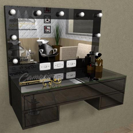 Penteadeira Camarim Profissional Para Salão e MakeUp Suspensa com 3 GavetaS - PE14 PRETO BRILHANTE - Camarim Móveis Menor preço em Penteadeira Camarim Profissional Para Salão e MakeUp Suspensa com 3 GavetaS - PE14 PRETO BRILHANTE - Camarim Móveis