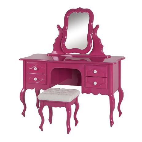 Penteadeira Clássica 4 Gavetas com Moldura e Puff Pink - Wood Prime FS 1181641 - Wood prime - fs Menor preço em Penteadeira Clássica 4 Gavetas com Moldura e Puff Pink - Wood Prime FS 1181641 - Wood prime - fs
