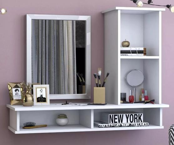 Penteadeira Com Nicho Para Quarto Ou Salão De Beleza Branco - Magazine rm Menor preço em Penteadeira Com Nicho Para Quarto Ou Salão De Beleza Branco - Magazine rm