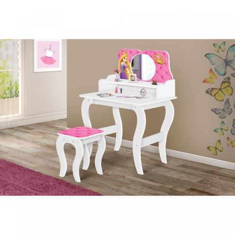 Penteadeira Infantil com Banco e Espelho Juvenil Divaloto Branco/Rosa Branco/Rosa Menor preço em Penteadeira Infantil com Banco e Espelho Juvenil Divaloto Branco/Rosa Branco/Rosa