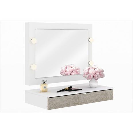 Penteadeira Suspensa PE2004 com Painel Espelho PE2006 Branco/Tecido 381 - Tecno Mobili Menor preço em Penteadeira Suspensa PE2004 com Painel Espelho PE2006 Branco/Tecido 381 - Tecno Mobili
