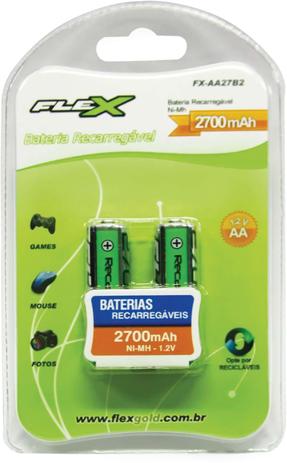 Pequena AA 2700MAH 1.2V. C/02 - Flex Menor preço em Pequena AA 2700MAH 1.2V. C/02 - Flex
