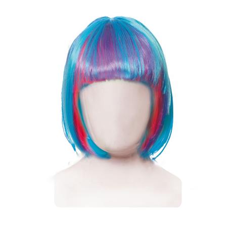 Peruca Chanel Colorido Azul/Rosa Acessório Carnaval Fantasia - Cromus Menor preço em Peruca Chanel Colorido Azul/Rosa Acessório Carnaval Fantasia - Cromus