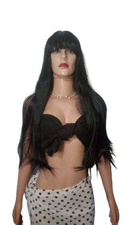 Peruca Wig de franja reta preta 70 cm - Ms Cabelos