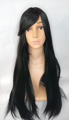 Peruca Wig peruca preta de franjão 70 cm - Ms Cabelos