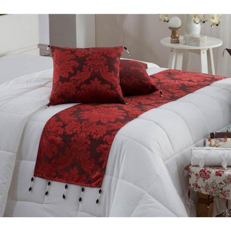 Menor preço em Peseira (Xale) com Jogo de 02 Almofadas para Cama de Casal com Pedraria Jacquard 3 Pçs - Ingrid bordados