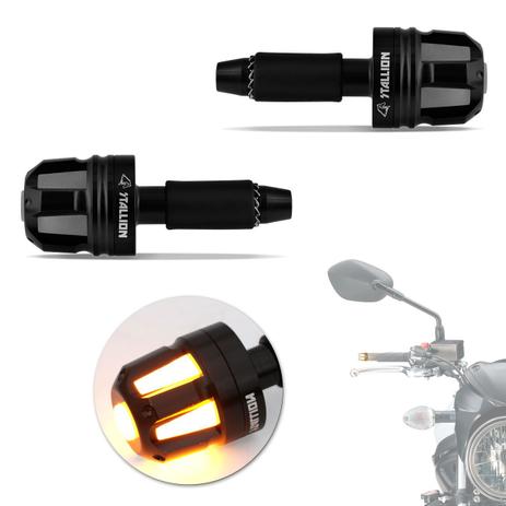Menor preço em Peso de Guidão Esportivo para Moto com Seta LED Universal Alumínio Preto Par - St