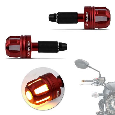 Peso de Guidão Esportivo para Moto com Seta LED Universal Alumínio Vermelho Par - St Menor preço em Peso de Guidão Esportivo para Moto com Seta LED Universal Alumínio Vermelho Par - St