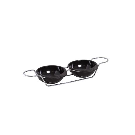 Petisqueira Requinte Dupla com Suporte Cromada Preto - Niquelart Menor preço em Petisqueira Requinte Dupla com Suporte Cromada Preto - Niquelart