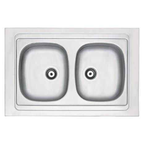 Pia de Apoio Dupla para Cozinha Tramontina Stella 2C 34R - 80cmx60cm - Válvula 4.1/2 Inox Menor preço em Pia de Apoio Dupla para Cozinha Tramontina Stella 2C 34R - 80cmx60cm - Válvula 4.1/2 Inox