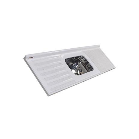 Pia Isocril Sintético com Cuba Inox Simples Branca 180cm - Corso Menor preço em Pia Isocril Sintético com Cuba Inox Simples Branca 180cm - Corso