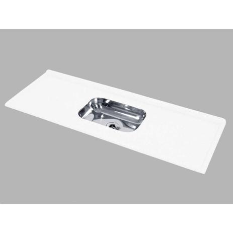 Pia para Cozinha Bojo Inox e Ecogranito 160cmx54cm Decoralita Branco Menor preço em Pia para Cozinha Bojo Inox e Ecogranito 160cmx54cm Decoralita Branco