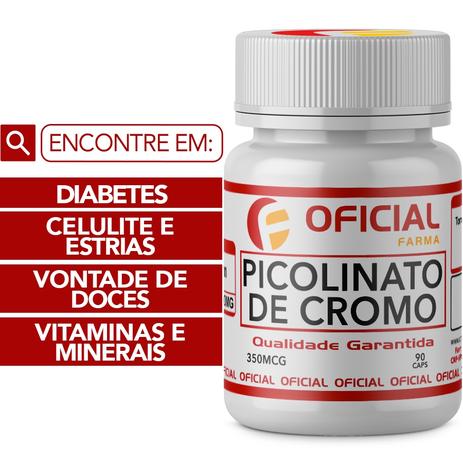 Picolinato De Cromo 350 Mcg 90 Cápsulas - Oficialfarma Menor preço em Picolinato De Cromo 350 Mcg 90 Cápsulas - Oficialfarma