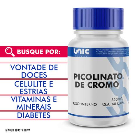 Picolinato de cromo 350mcg 60 Caps - Unicpharma Menor preço em Picolinato de cromo 350mcg 60 Caps - Unicpharma