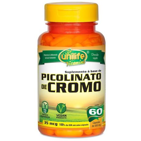 Picolinato de Cromo 60 cápsulas Unilife Menor preço em Picolinato de Cromo 60 cápsulas Unilife