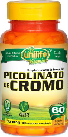 Picolinato de Cromo Unilife 60 capsulas 500mg Menor preço em Picolinato de Cromo Unilife 60 capsulas 500mg