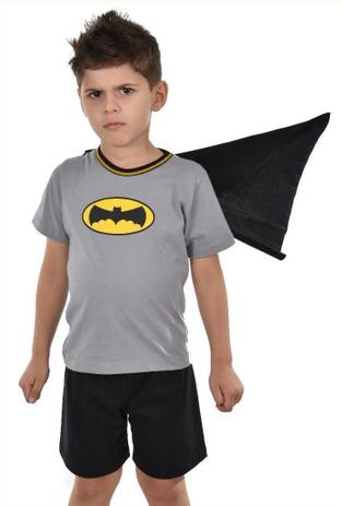 Pijama Akira Fitness Curto Batman Infantil Masculino Com Capa Short Verão  Filho Cinza - Pijama Infantil - Magazine Luiza