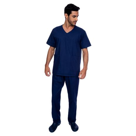 Pijama Cirúrgico Masculino Personalizado Azul Marinho - Faíko Jalecos
