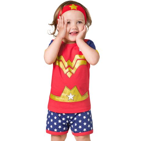 Pijama curto bebê - super heroína - Veggi Menor preço em Pijama curto bebê - super heroína - Veggi